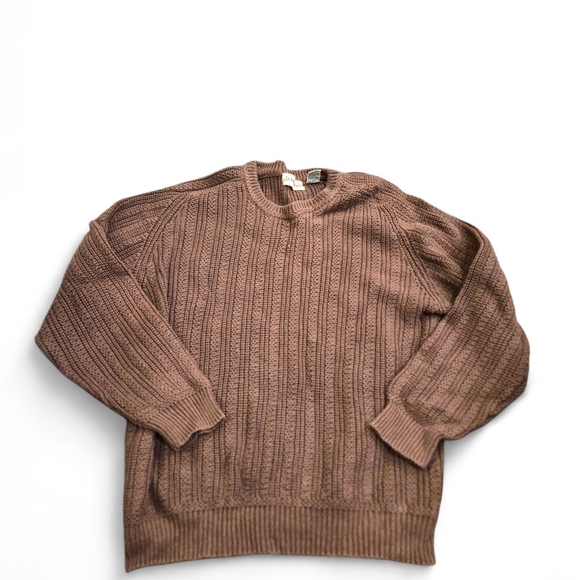 St. John's Bay Other - Vintage St. John's Bay Men's Brown Crewneck Cableknit Sweater Size XL